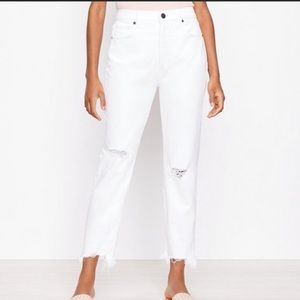 LOFT The 90’s High Waist Straight White Jeans